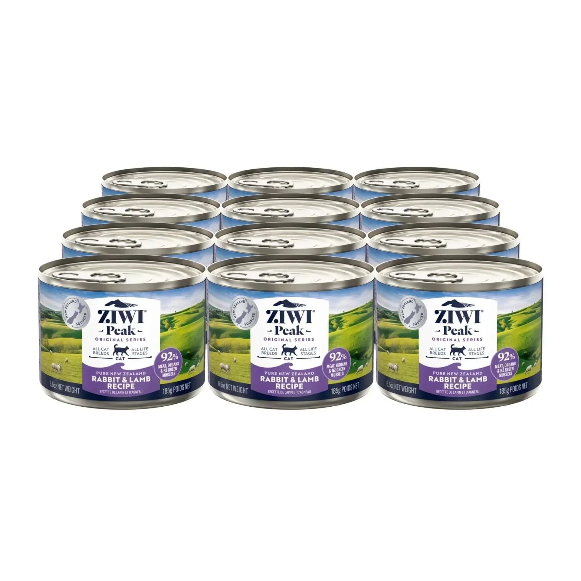 ZIWI Peak Rabbit & Lamb Recipe Grain Free Cat Can 185gx12, premium high-protein cat food cans