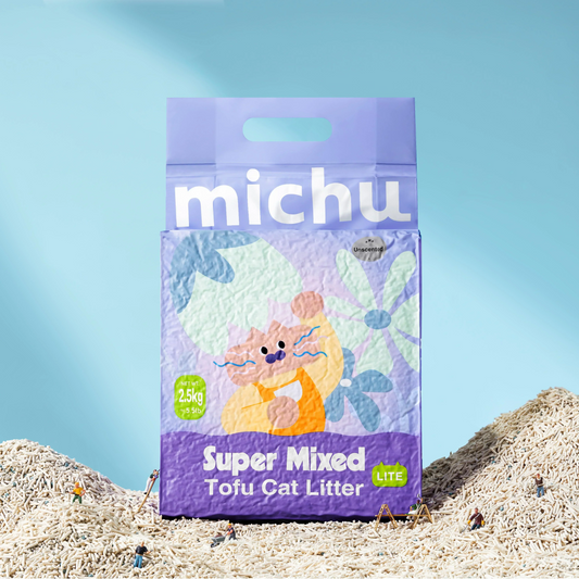 Michu Mixed Clumping Tofu Cat Litter Lite 2.5kg/6L – Flushable& Cost-efficient-PETROOM