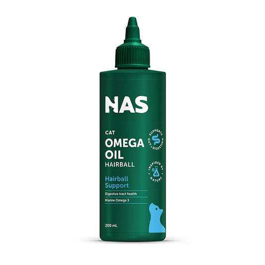 NAS Omega Oil Cat Hairball 200ml Natural Hairball and Digestive Support for Cats