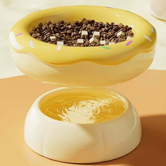 Donut Shape Ceramic Pet Bowl Dual‑Layer