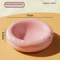 Donut Shape Ceramic Pet Bowl Dual‑Layer