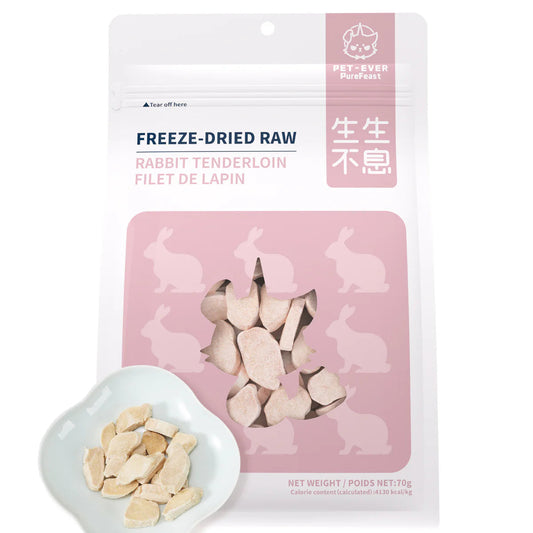 PET-EVER Freeze Dried Raw Whole-Cut Rabbit Tenderloin Cat &Dog Treats 70g-PETROOM