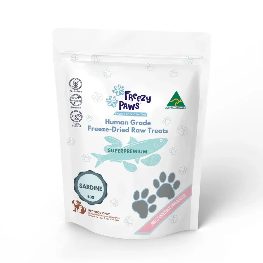 Freezy Paws Freeze-Dried Human Grade Whole Sardine Dog and Cat Treats 80g-PETROOM
