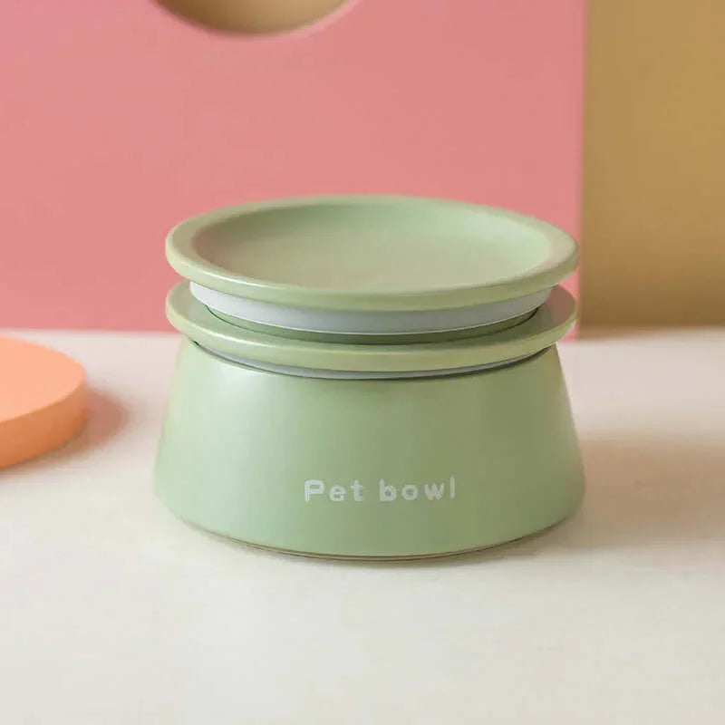 Mint green elevated pet bowl for cats and dogs, stylish design with non-slip base, perfect for modern pet homes