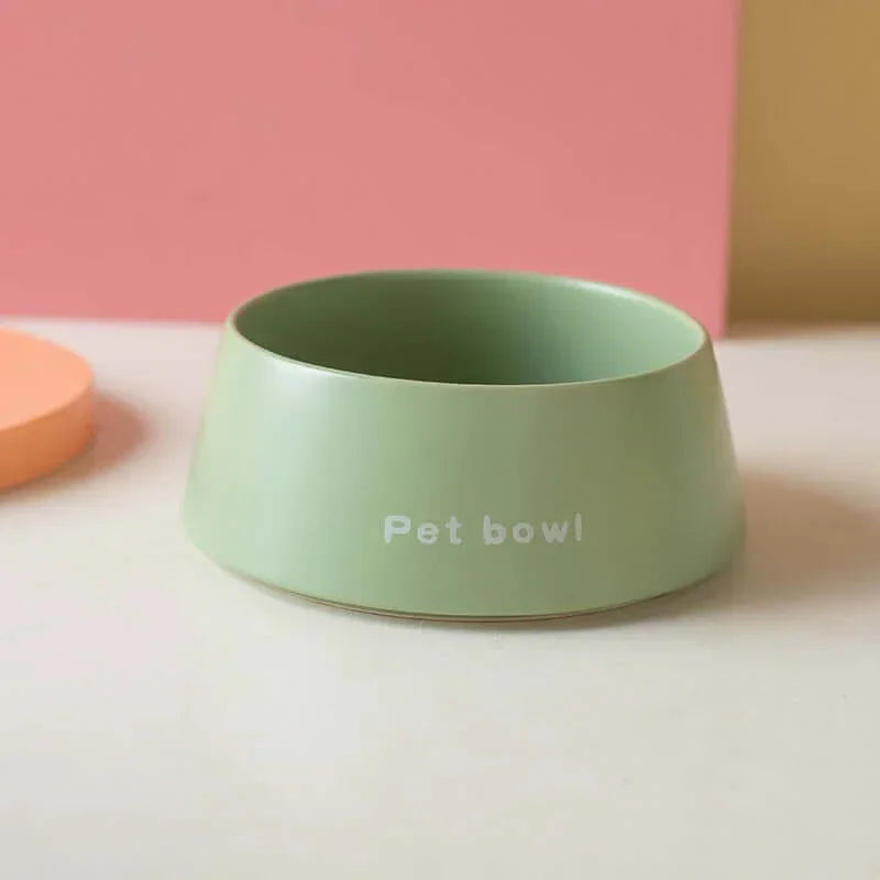 Mint green pet bowl with 'Pet bowl' text, stylish cat or dog feeding dish for modern homes