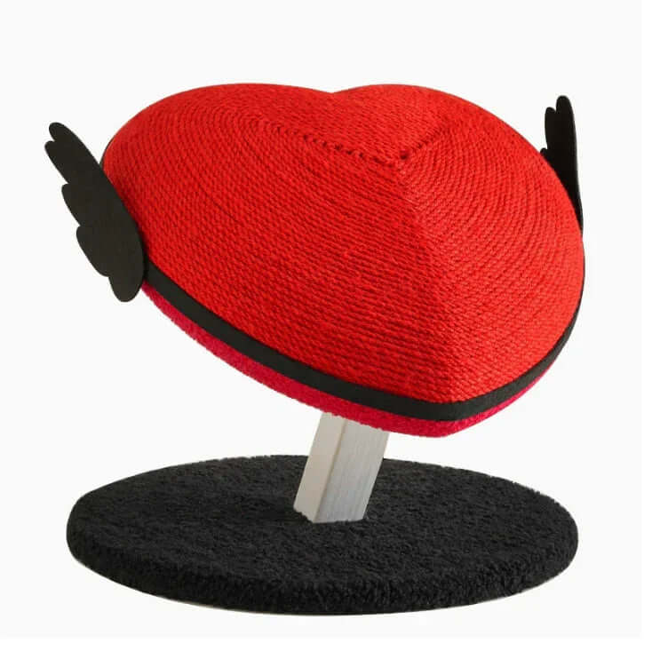 Vertical Heart-Shaped Cat Scratchers with Wings – Durable Natural Sisal Stretching Post displayed at an angle.