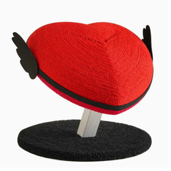 Vertical Heart-Shaped Cat Scratchers with Wings – Durable Natural Sisal Stretching Post displayed at an angle.