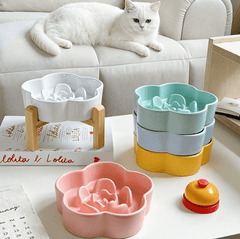 Ceramic Slow Feeder Bowl Flower Shape For Cat and Dog