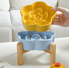 Ceramic Slow Feeder Bowl Flower Shape For Cat and Dog
