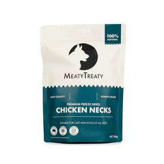 Meaty Treaty Freeze Dried Chicken Neck Healthy Australia Dogs & Cats Treats 100g packaging, showing premium quality dog treats.