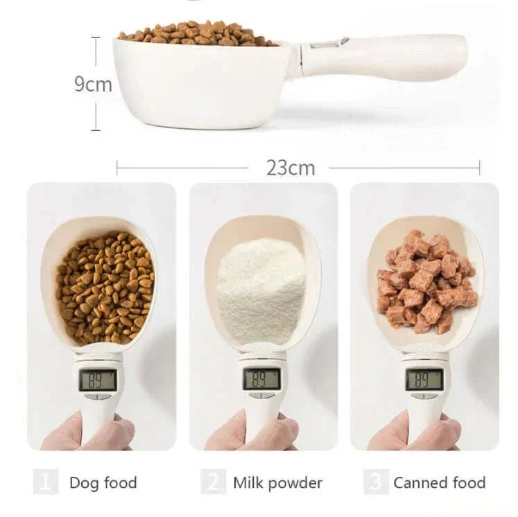 Digital pet food scoop measuring dog food, milk powder & canned food — 9cm x 23cm