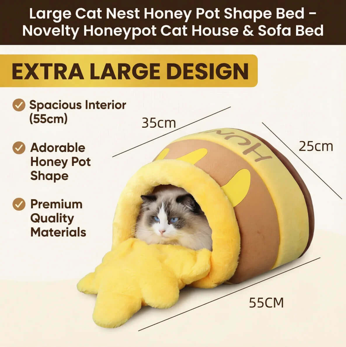 Large Cat Bed Nest Honey Pot Shape