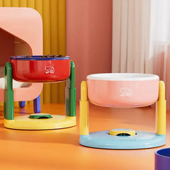 Colorful elevated pet bowls for cats and dogs, stylish and practical feeding solution