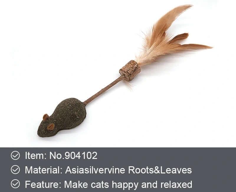 Asiasilvervine Cat Toys Silver Vine Tasty Stick With Feather Interactive Toy Fire Tail Mouse-Petroom