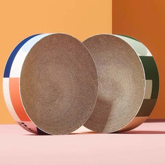 Petshy Cat Scratcher Board XL - Dual round corrugated cardboard design for cats, perfect for scratching and resting.