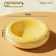 Donut Shape Ceramic Pet Bowl Dual‑Layer