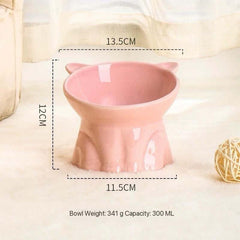 Ceramic Elevated Cat Bowl with 15° Tilt-Petroom