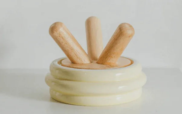 Ceramic Pet Bowls with Wood Stand Elevated Cat & Dog Feeder-Petroom