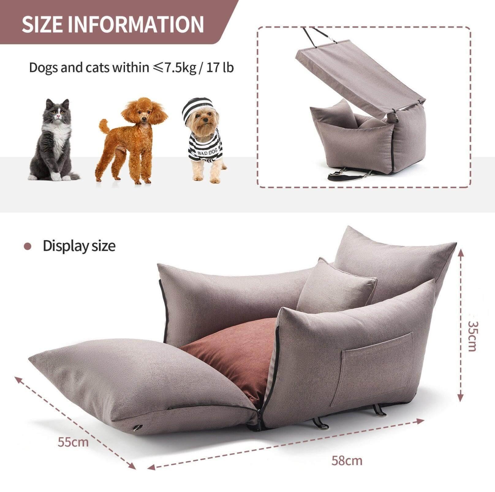 DOTOUUD 3-in-1 Pet Car Seat & Bed-Petroom