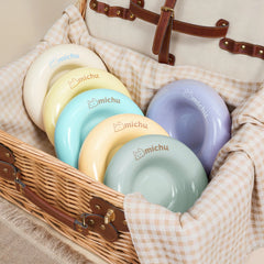 Michu Ceramic Cat Bagel Bowl – Anti-Whisker Wide Shallow Pet Food Bowl Rainbow Colours