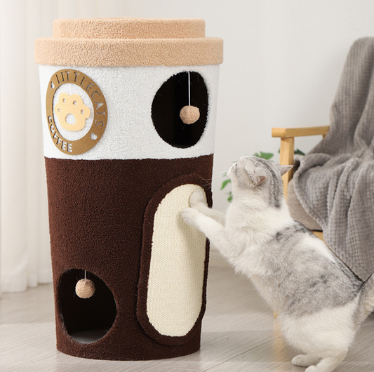 Deluxe Coffee Cup Cat Tree Cat Scratcher Three Tier-Petroom