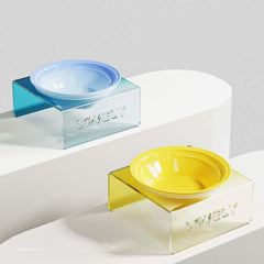 Acrylic Elevated Ceramic Pet Bowl Multicolor