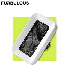 White pet waste disposal bin with black liner, ideal for dog or cat owners