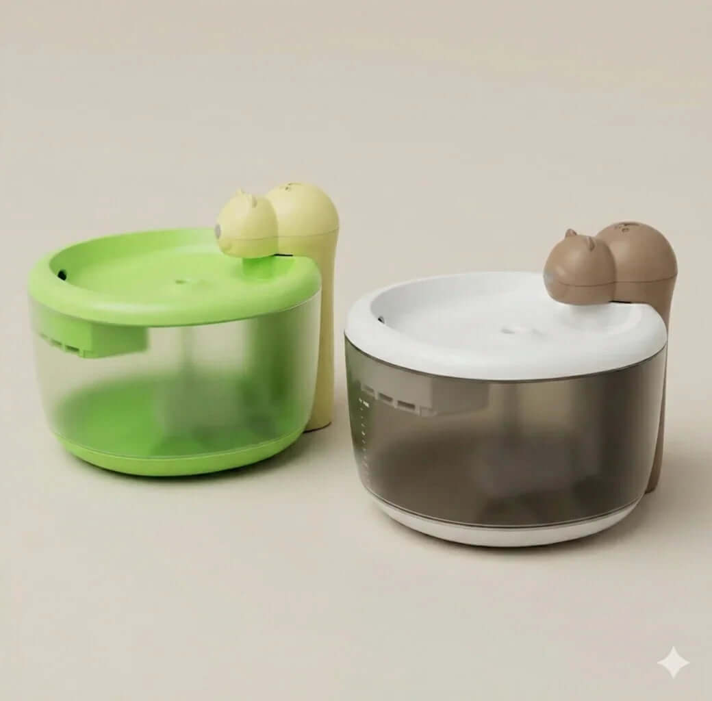 AIWO Cordless Pet Water Fountain – Bear Series Gen 2 in green and brown colors for pets hydration.
