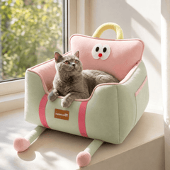 Helloleiboo Upgraded Car Pet Booster Seat-Removable & Washable For Up to 12kg with cute cat inside