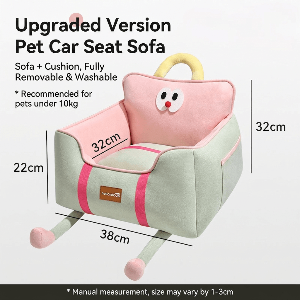 Helloleiboo Upgraded Car Pet Booster Seat-Removable & Washable For Up to 12kg with cute design and soft cushion.