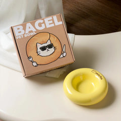 Michu Ceramic Cat Bagel Bowl – Anti-Whisker Wide Shallow Pet Food Bowl Rainbow Colours