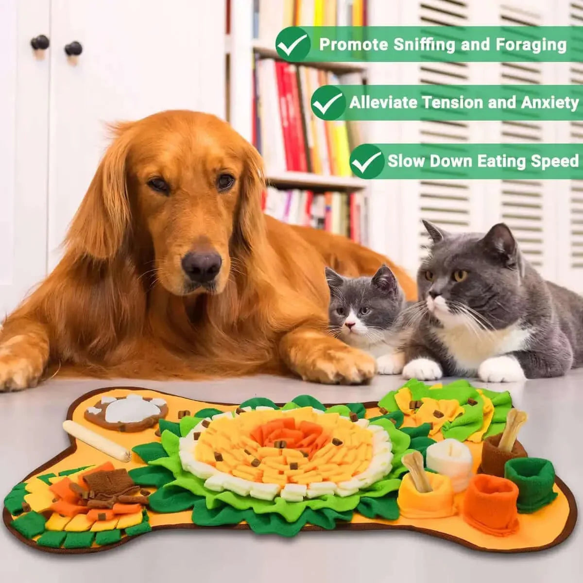 Interactive Bone Shape Snuffle Mat for Dogs & Cats-Petroom