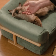 KAMA MUTA Bread Pet Bed - Italian-Inspired Design with Memory Foam and Ash Wood Frame-Petroom