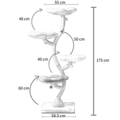 MICHU Fairy Cat Tower Deluxe 4-Tier Designer Flower Cat Tree dimensions showing height and width.