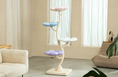 MICHU Fairy Cat Tower Deluxe 4-Tier Designer Flower Cat Tree with flower-shaped platforms in pastel hues.