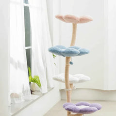 MICHU Fairy Cat Tower Deluxe 4-Tier Designer Flower Cat Tree with pastel flower-shaped platforms.