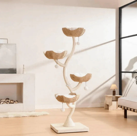 MICHU Ivy Cat Tower Deluxe 4-Tier Designer Tall Cat Tree for stylish feline adventures.