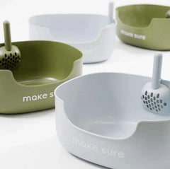 Makesure Open Cat Litter Tray Cat Litter Box (Litter mat included)-Petroom