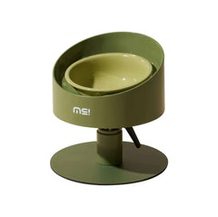 Modern olive green elevated pet bowl for cats and dogs with stylish design