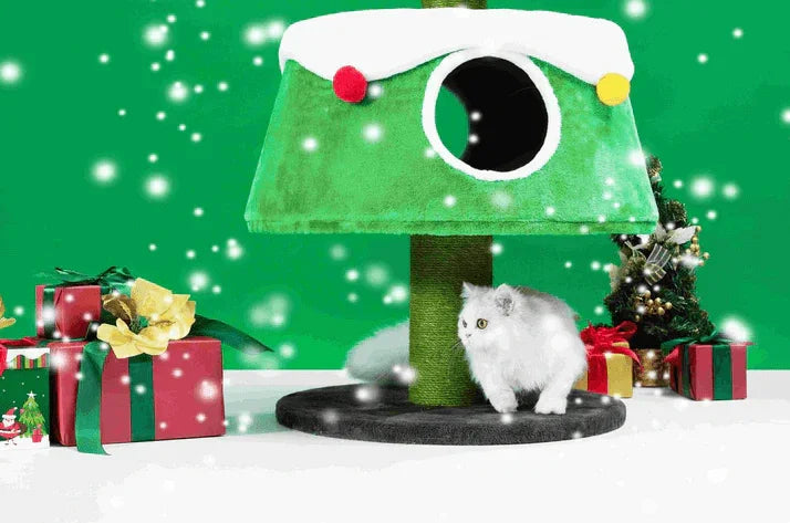 159cm Michu Christmas Cat Tree – The Best gift for Aussie Cats for Christmas with a cat and holiday decorations.