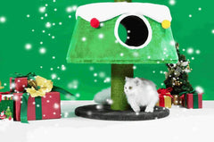 159cm Michu Christmas Cat Tree – The Best gift for Aussie Cats for Christmas with a cat and holiday decorations.