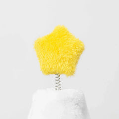 Yellow fluffy star ornament on a spring, designed for the 159cm Michu Christmas Cat Tree – The Best gift for Aussie Cats for Christmas.
