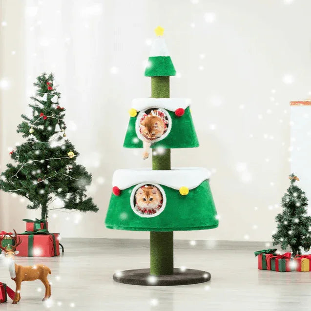 159cm Michu Christmas Cat Tree – The Best gift for Aussie Cats for Christmas with cats inside.
