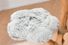 Michu Fluffy Blossom Real Wooden Cat Tree - Premium Quality & Stylish Cat Furniture - Extra Large plush cozy gray cushion