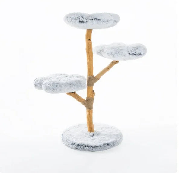 Michu Fluffy Blossom Real Wooden Cat Tree - Premium Quality & Stylish Cat Furniture - Extra Large with plush platforms and wooden base
