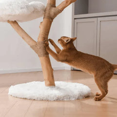 Michu Fluffy Blossom Real Wooden Cat Tree - Premium Quality & Stylish Cat Furniture - Extra Large with cat scratching