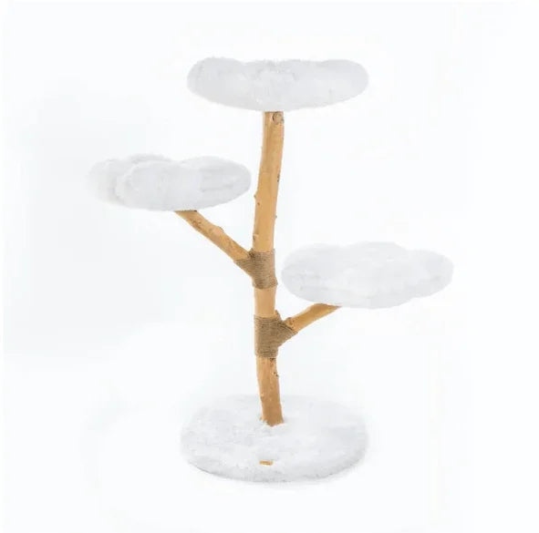 Michu Fluffy Blossom Real Wooden Cat Tree - Premium Quality & Stylish Cat Furniture - Extra Large with three platforms.