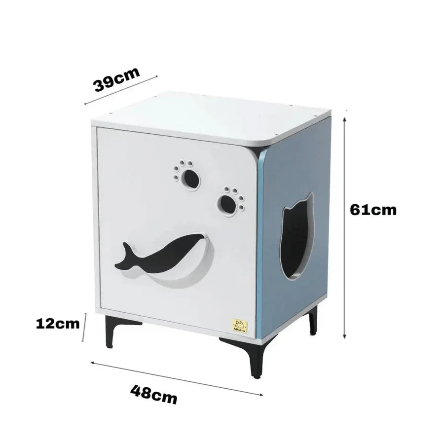 Michu Hidden Cat Furniture - Cat Litter Box Enclosure and Wooden Pet House, End Table Large Enough for Most Cats and Litter Boxes dimensions