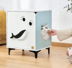 Michu Hidden Cat Furniture - Cat Litter Box Enclosure and Wooden Pet House, End Table Large Enough for Most Cats and Litter Boxes