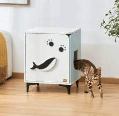 Michu Hidden Cat Furniture - Cat Litter Box Enclosure and Wooden Pet House, End Table Large Enough for Most Cats and Litter Boxes